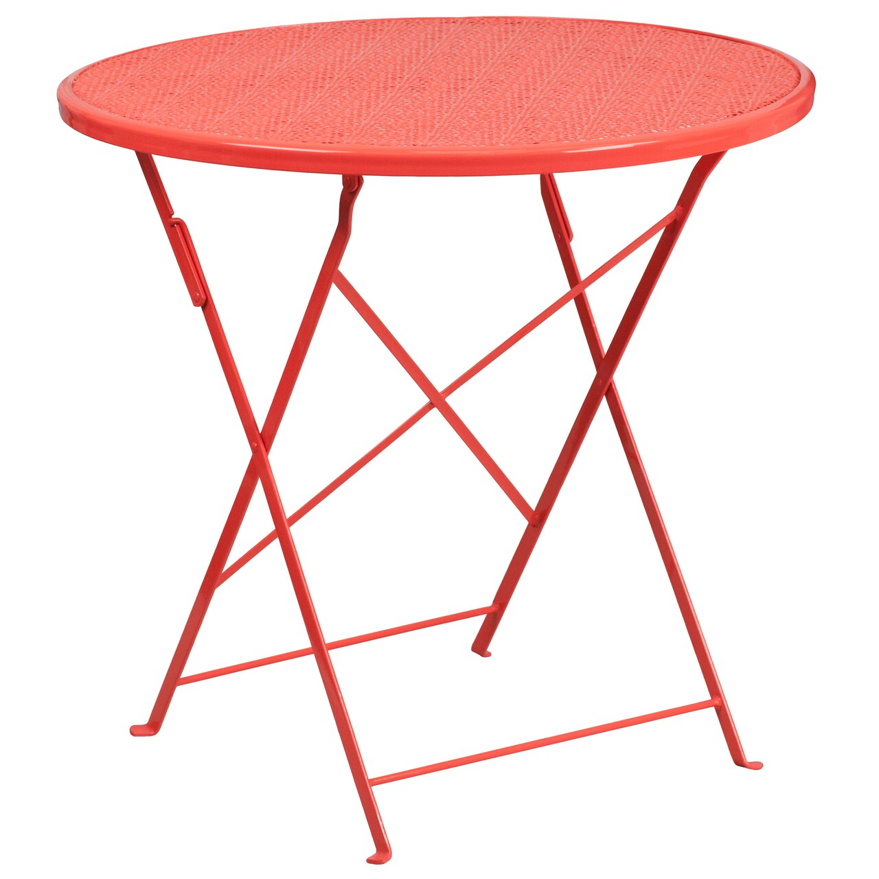 Emma and Oliver Commercial Grade 30" Round Colorful Metal Garden Patio Folding Patio Table